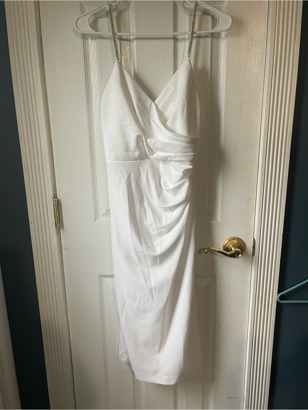 Jules & cleo white dress with rhinestone straps size 2